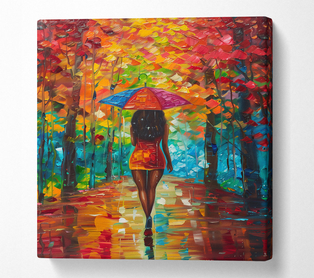  A Canvas Print of Red Umbrella Stroll Canvas Wall Art