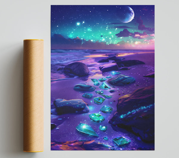 Celestial Teal Dreamscape Poster