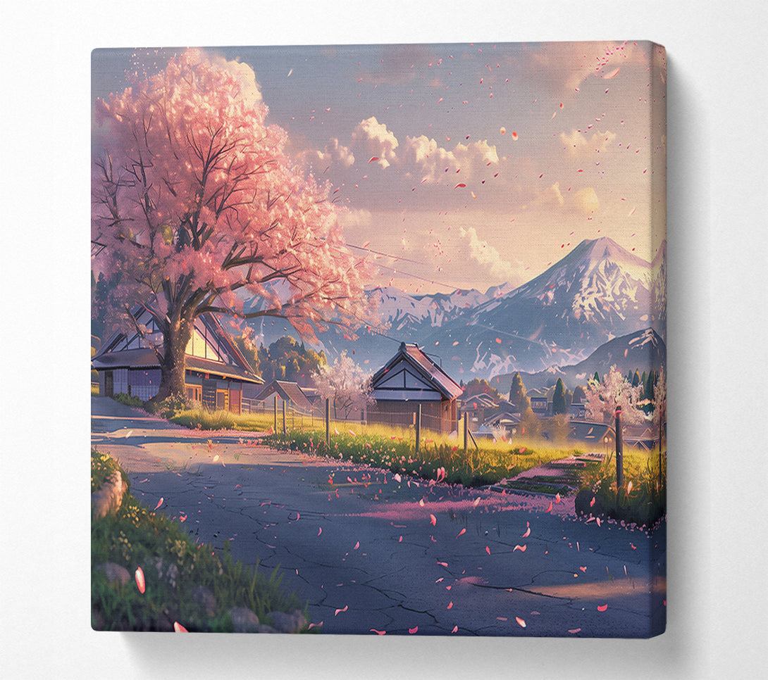  A Canvas Print of Pink Sakura Sunset Canvas Wall Art