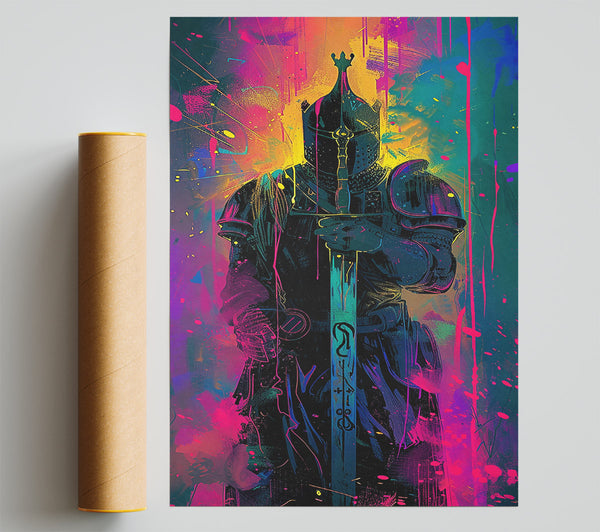 Knight Paint Splash Poster