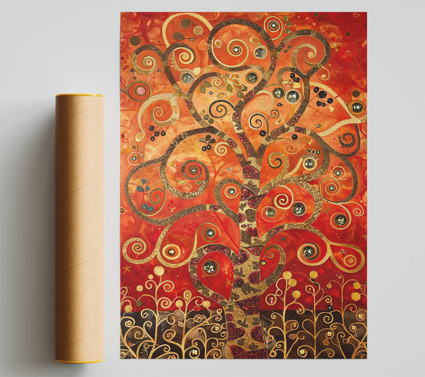 Crimson Tree Of Life Print