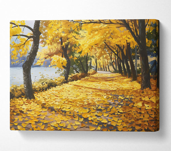  A Canvas Print of Golden Autumn Path Canvas Print