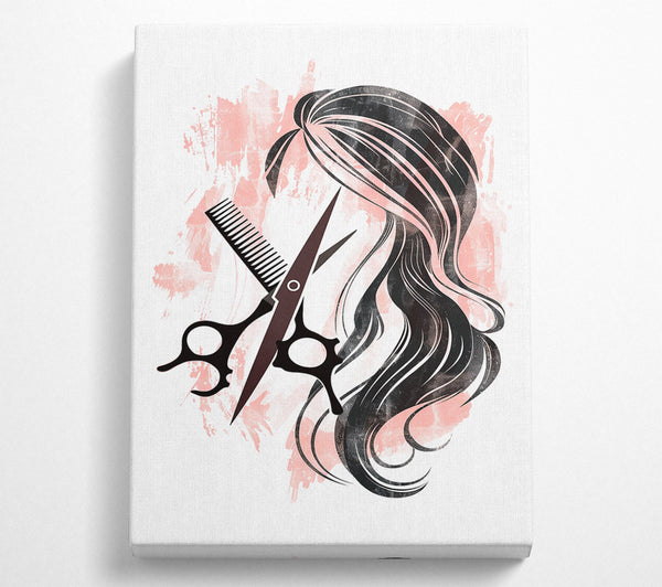  A Canvas Print of Pink Hair Scissors Canvas Wall Art