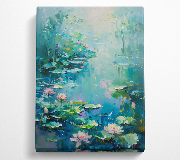  A Canvas Print of Azure Water Lilies Canvas Wall Art