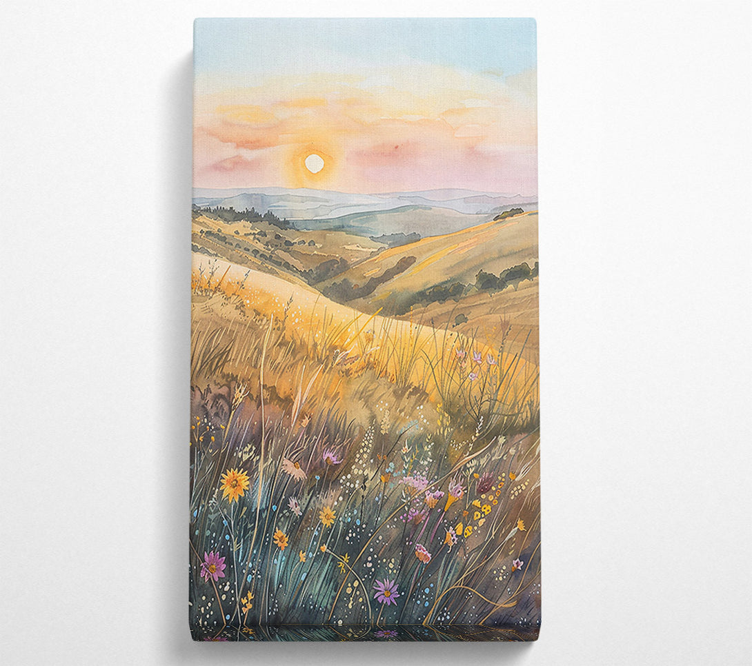  A Canvas Print of Golden Sunset Fields Canvas Print