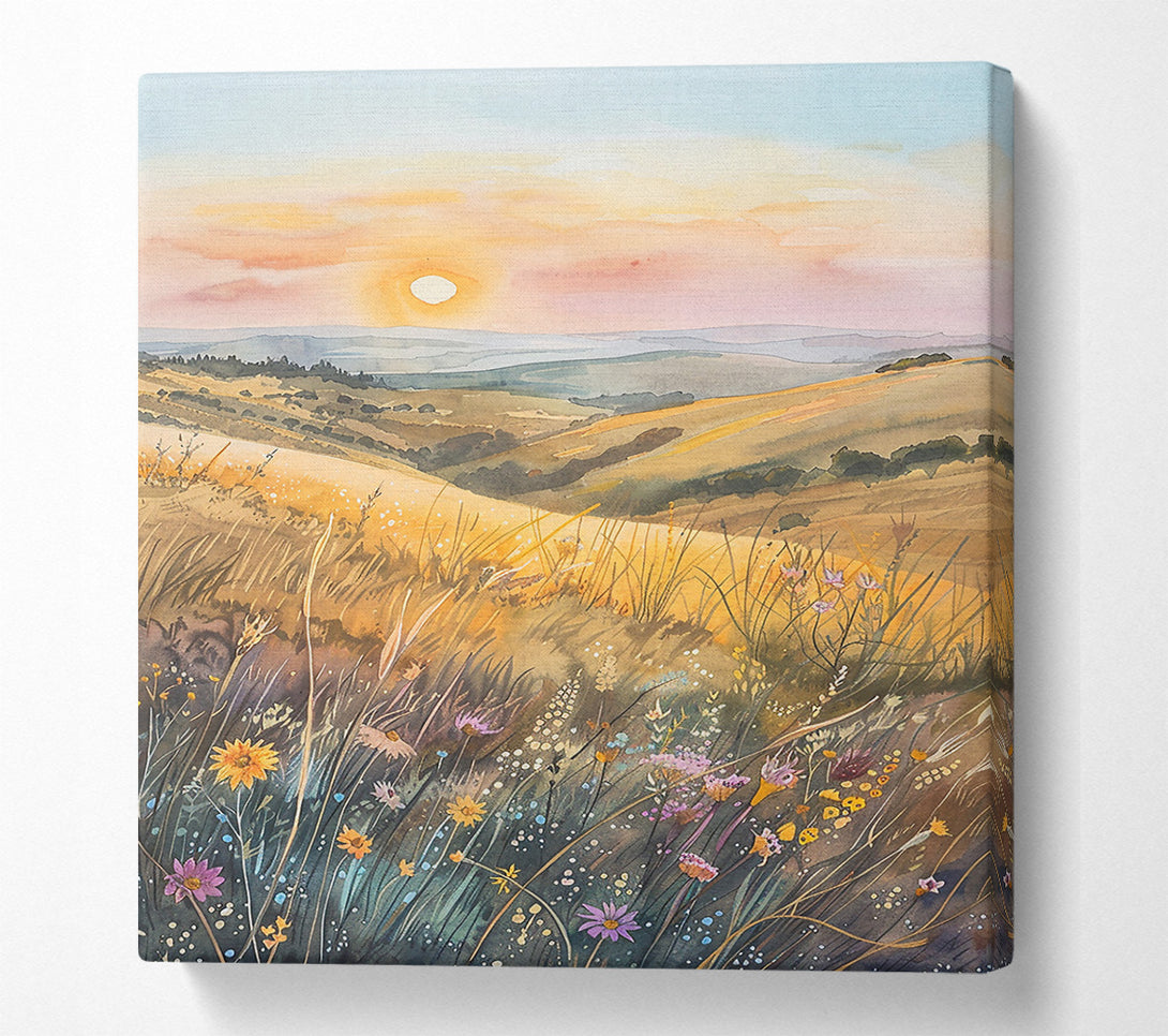  A Canvas Print of Golden Sunset Fields Canvas Print