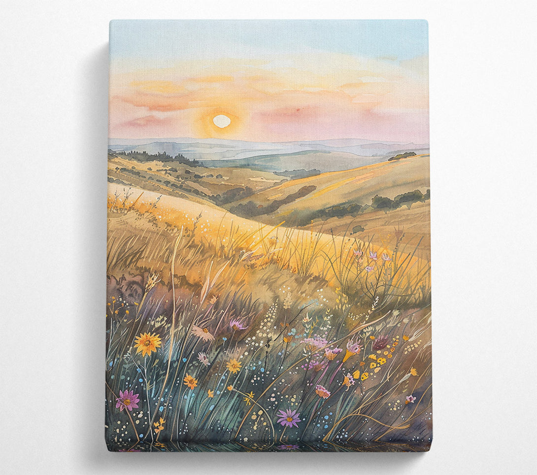  A Canvas Print of Golden Sunset Fields Canvas Print