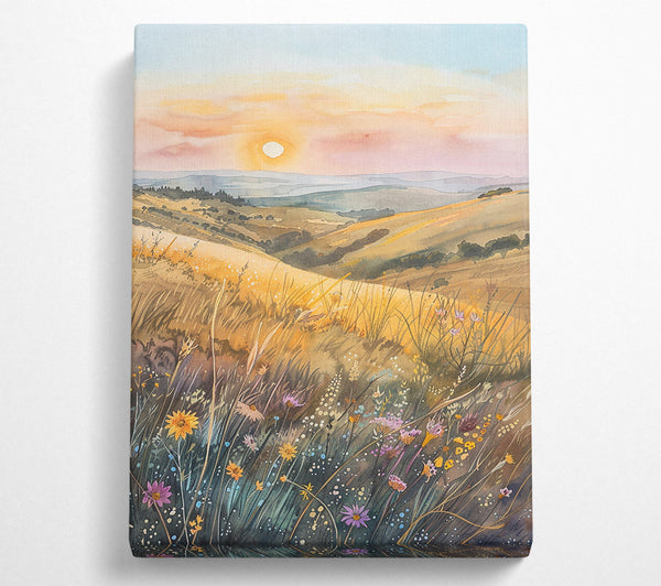  A Canvas Print of Golden Sunset Fields Canvas Print