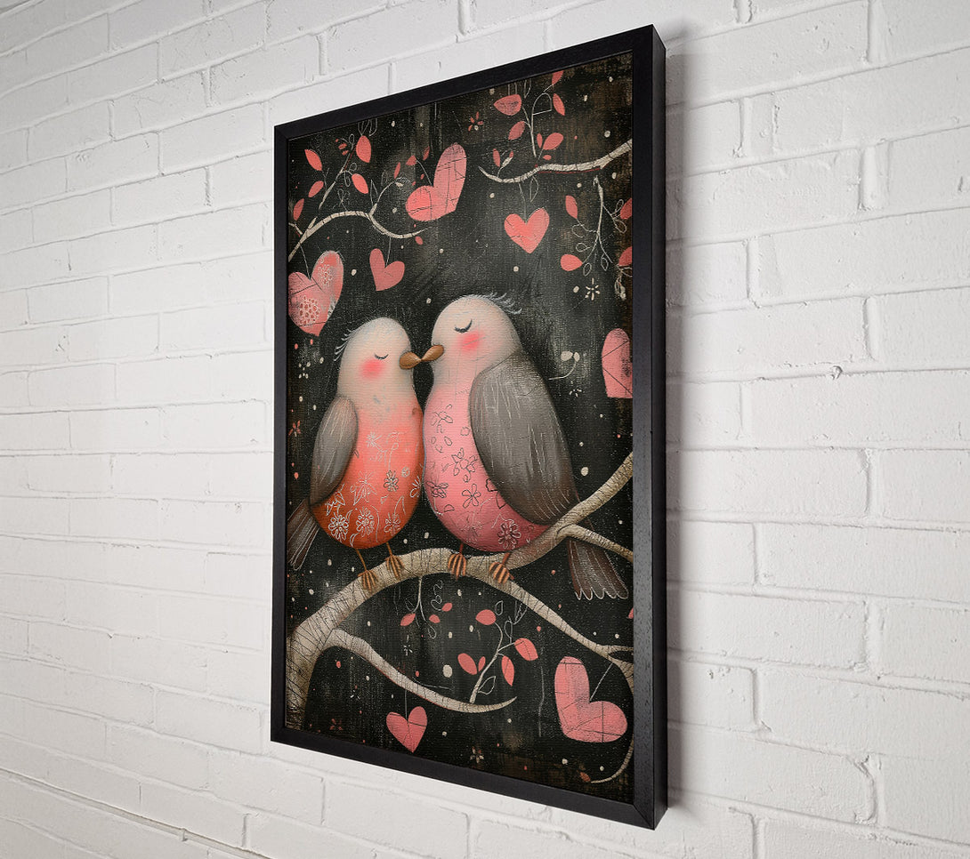  A Canvas Print of Pink Birds In Love Canvas Art