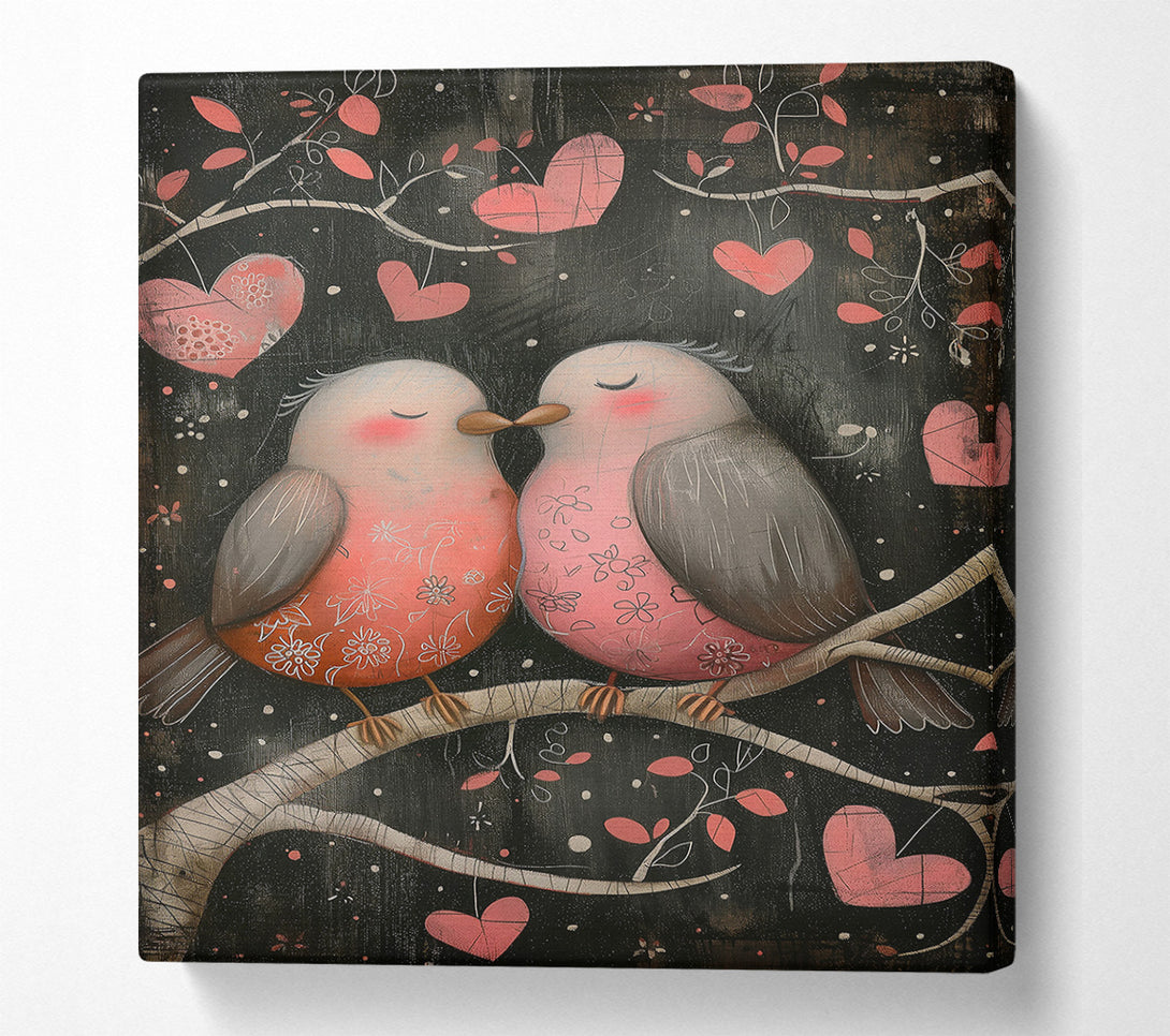  A Canvas Print of Pink Birds In Love Canvas Art