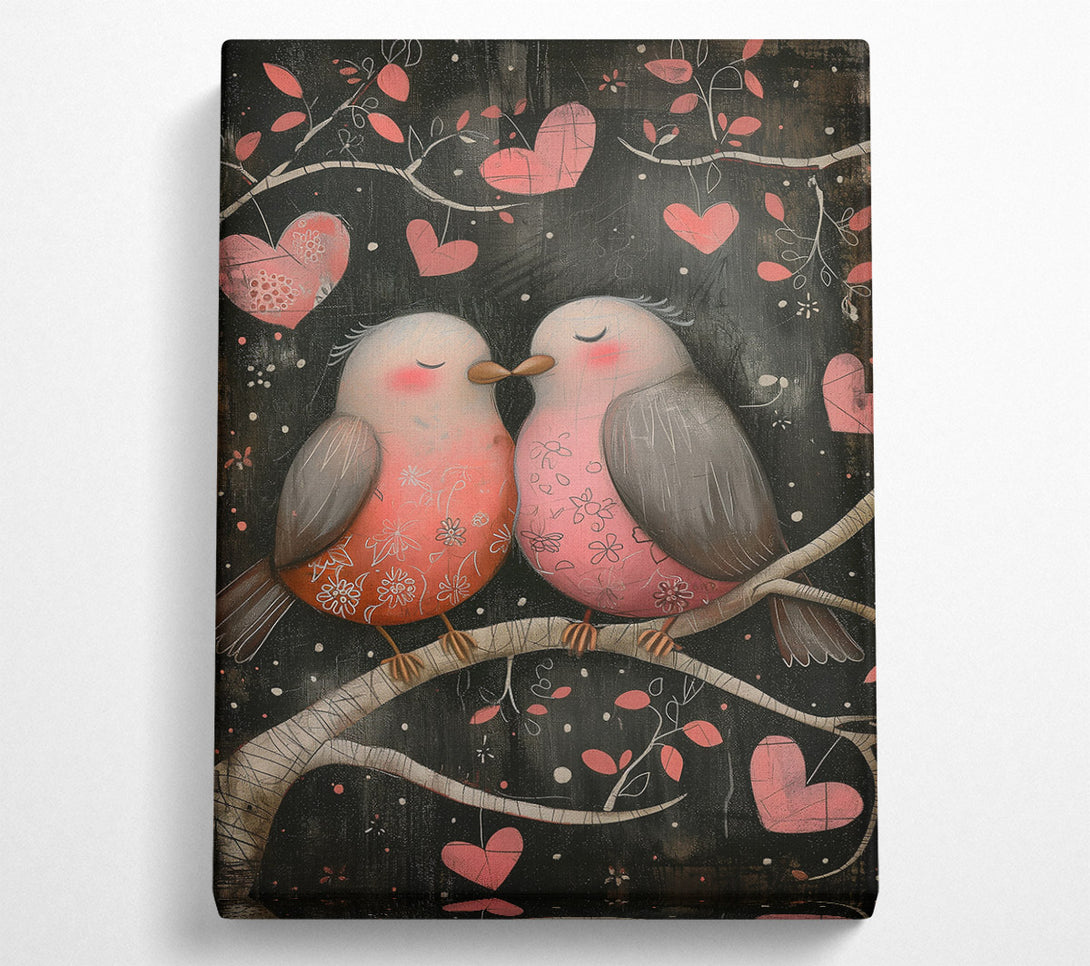  A Canvas Print of Pink Birds In Love Canvas Art