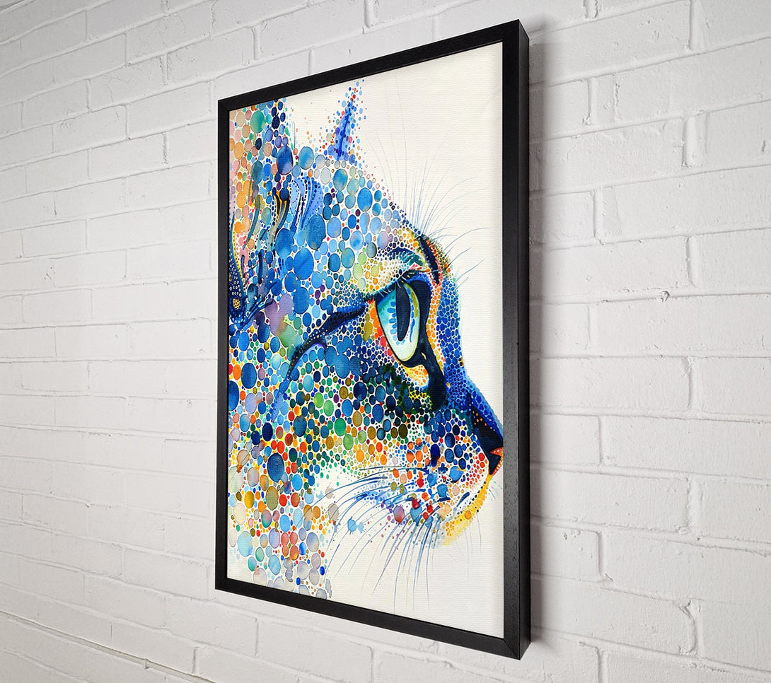  A Canvas Print of Blue Dotted Feline Canvas Wall Art