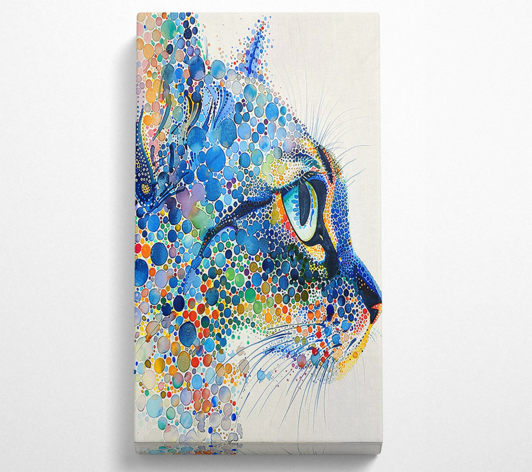  A Canvas Print of Blue Dotted Feline Canvas Wall Art
