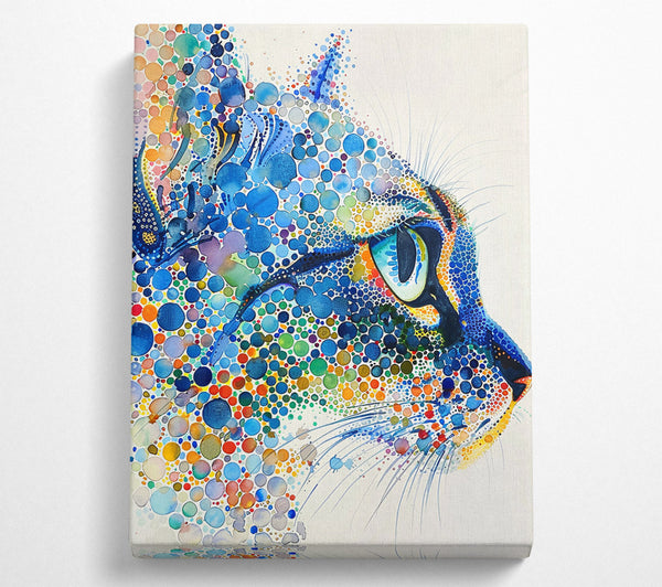  A Canvas Print of Blue Dotted Feline Canvas Wall Art