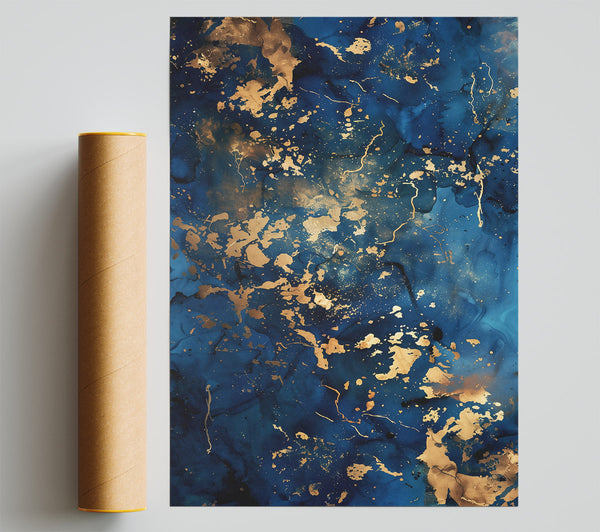 Midnight Blue Splatter Print