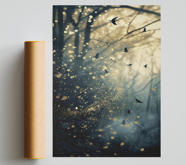 Golden Whispers In Blue Giclee Print