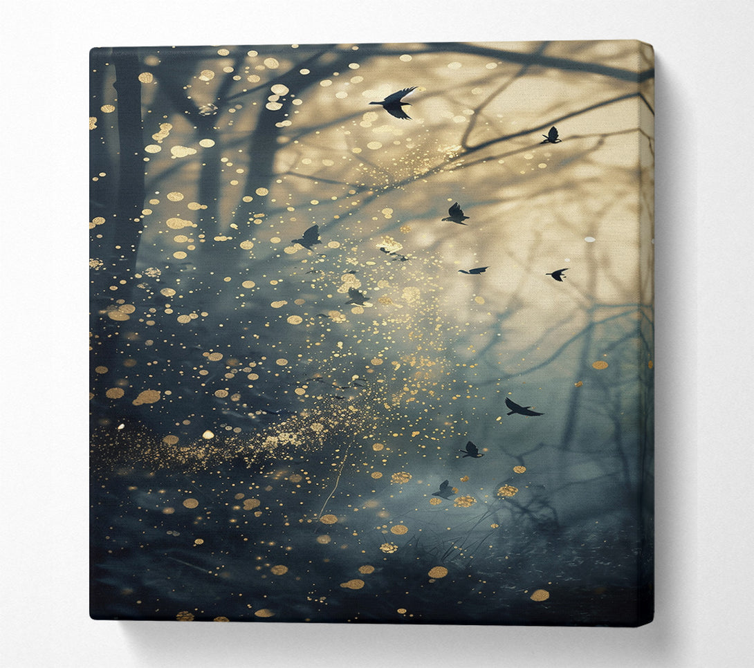  A Canvas Print of Golden Whispers In Blue Canvas Art