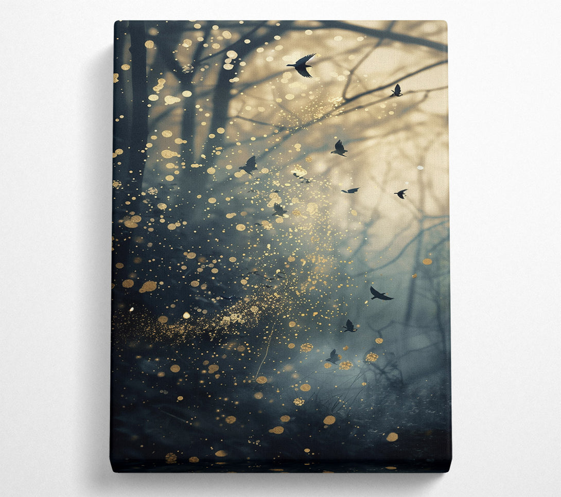  A Canvas Print of Golden Whispers In Blue Canvas Art