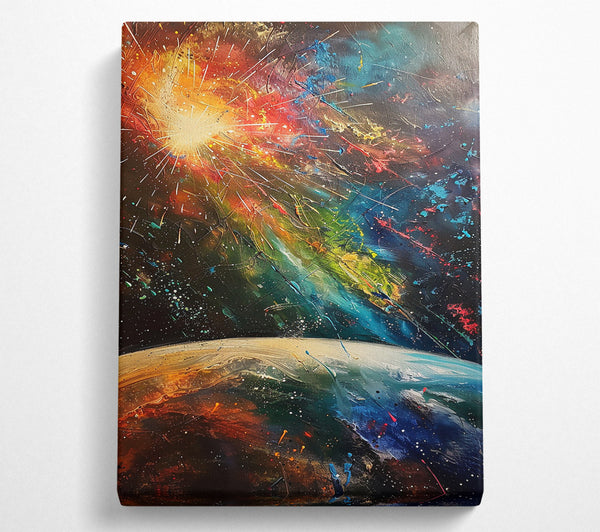  A Canvas Print of Golden Cosmic Burst Canvas Wall Art