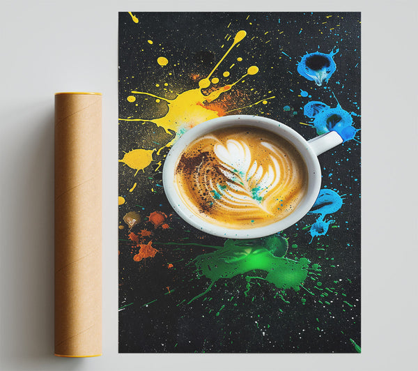 Green Splashes Of Coffee Print