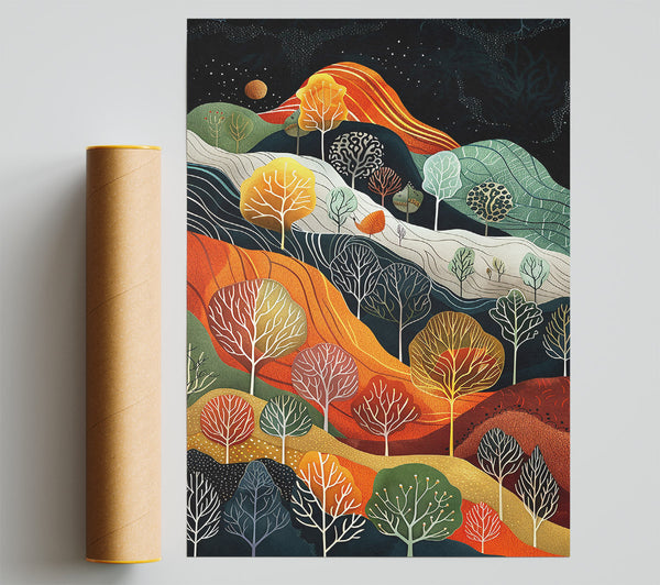 Orange Hillscape Dreamscape Print