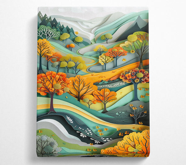  A Canvas Print of Orange Papercut Hills Canvas Art