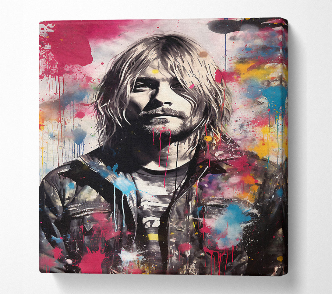  A Canvas Print of Kurt Cobain Colour Splash Canvas Wall Art
