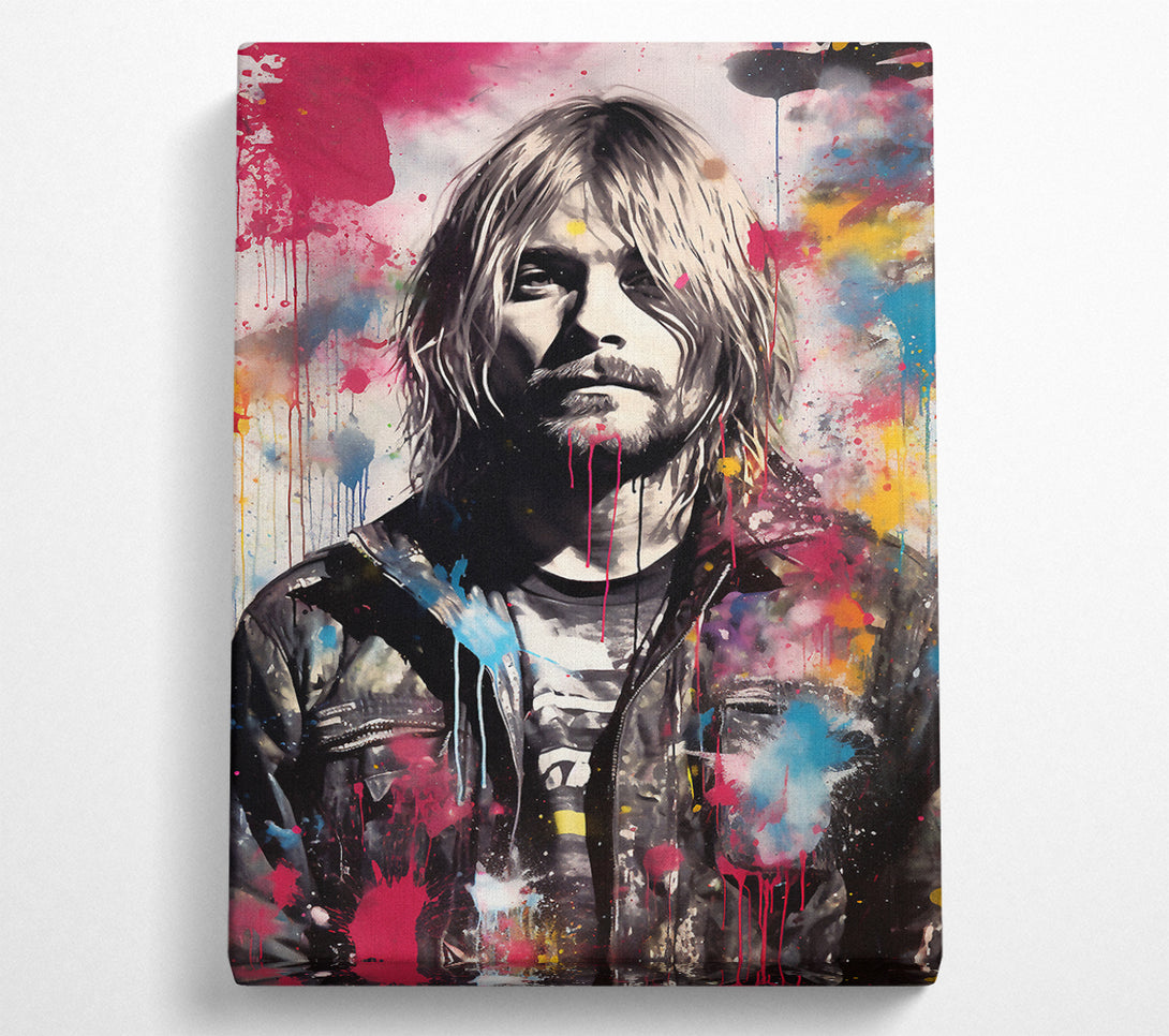  A Canvas Print of Kurt Cobain Colour Splash Canvas Wall Art