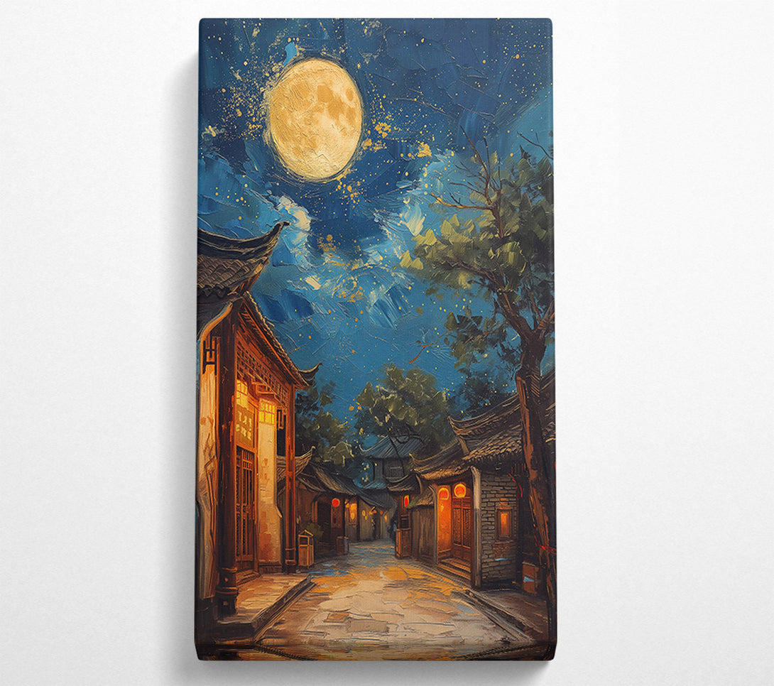  A Canvas Print of Golden Moonlight Street Canvas Wall Art