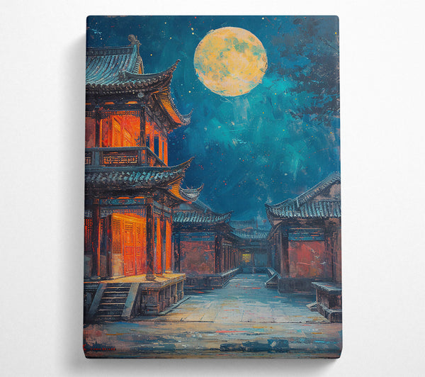 A Canvas Print of Blue Moon Pagoda Canvas Wall Art
