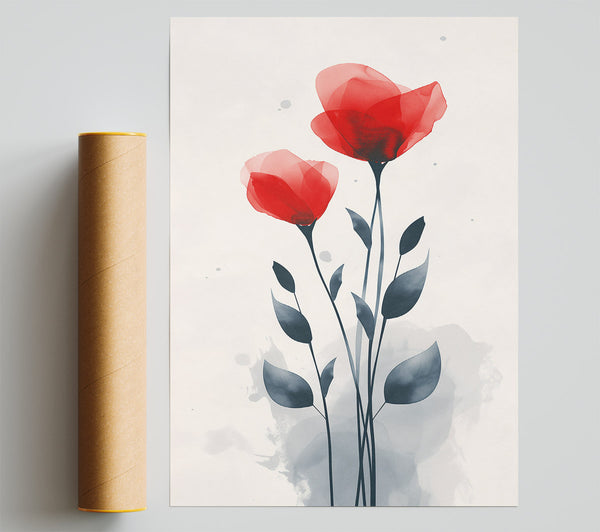 Crimson Bloom Abstract Poster