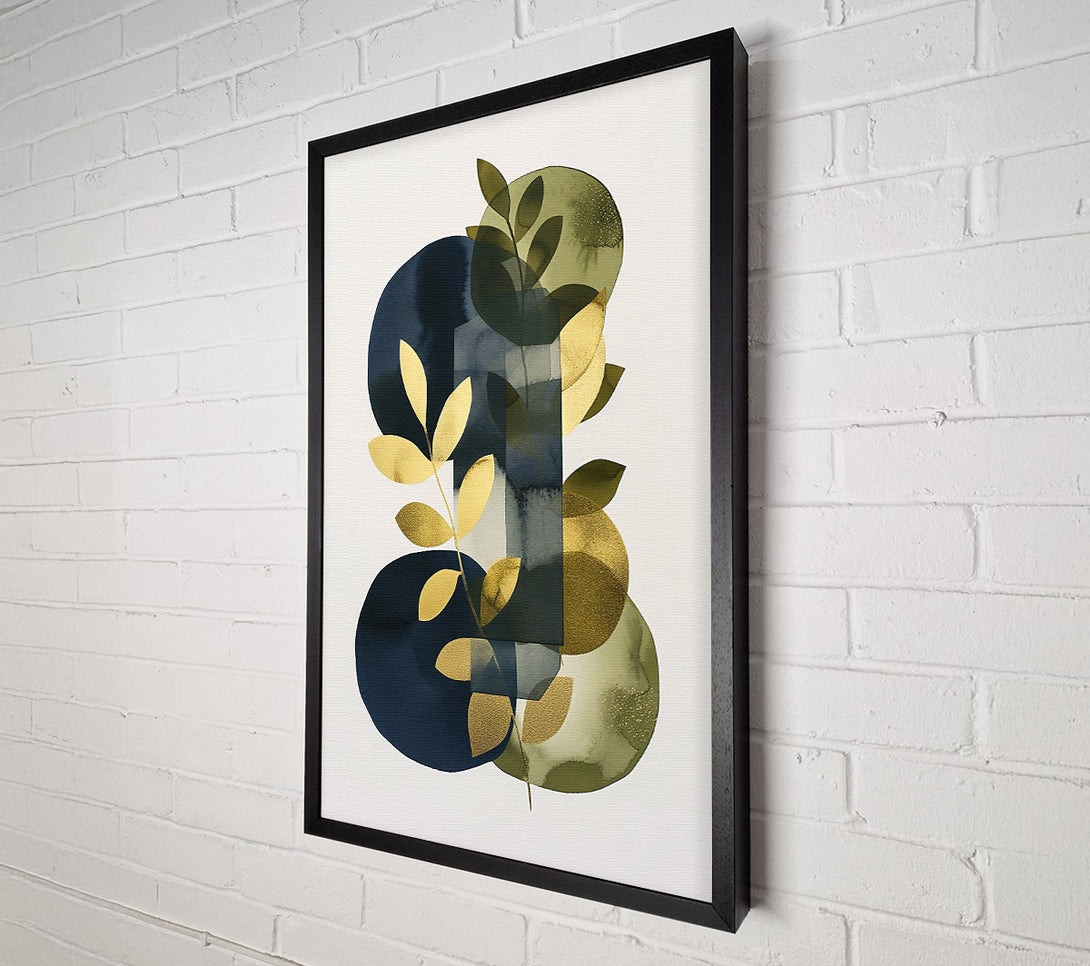  A Canvas Print of Golden Leaves On Navy Blue Canvas Print