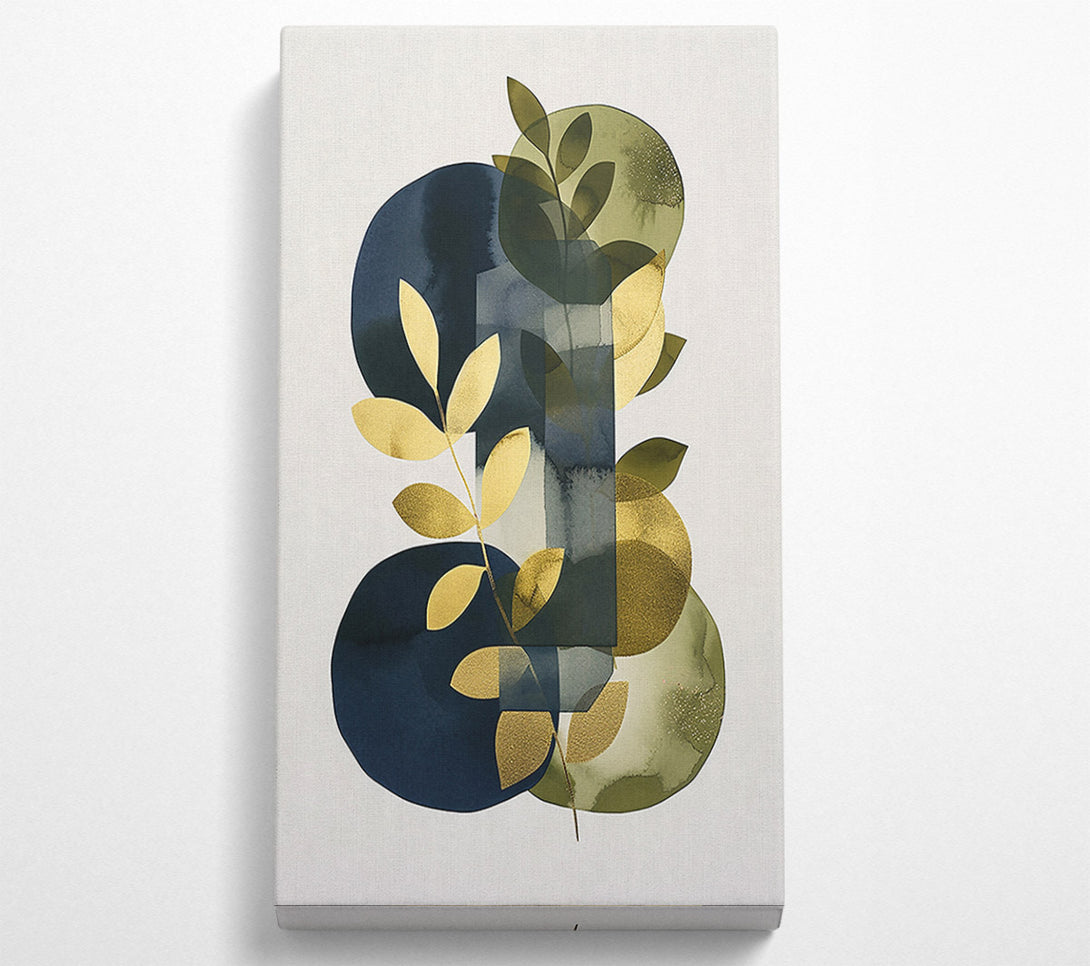  A Canvas Print of Golden Leaves On Navy Blue Canvas Print