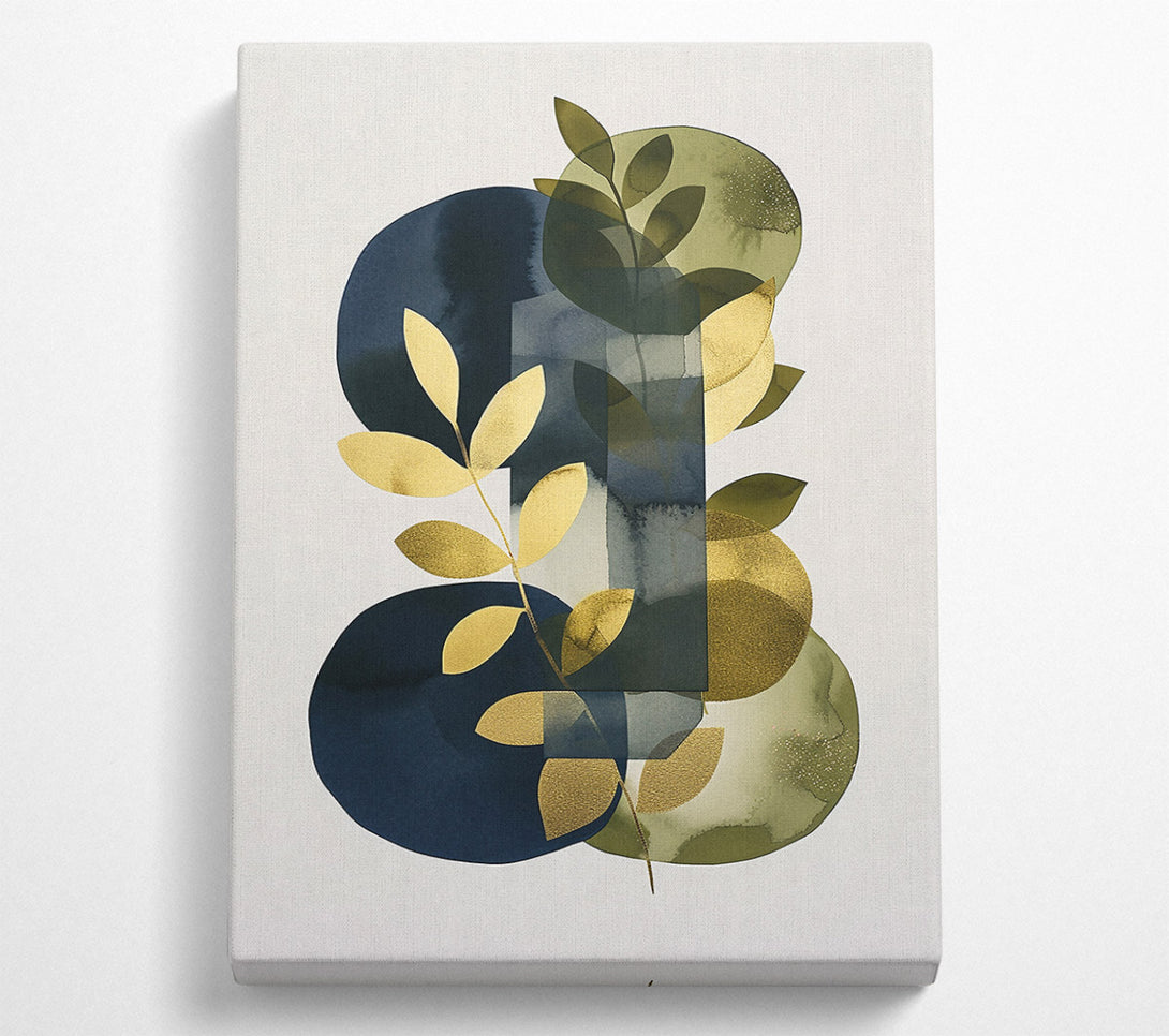  A Canvas Print of Golden Leaves On Navy Blue Canvas Print