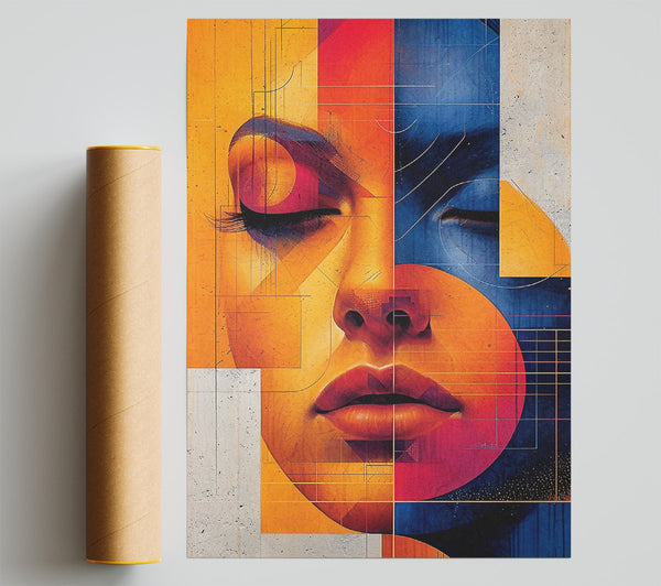 Lady Geometric Shapes Poster