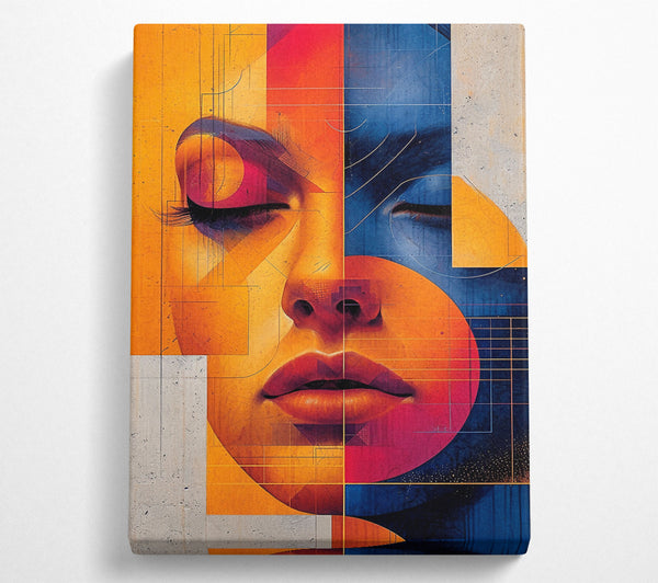  A Canvas Print of Lady Geometric Shapes Canvas Wall Art