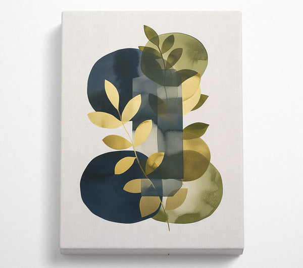  A Canvas Print of Gold And Navy Leaves Canvas Wall Art