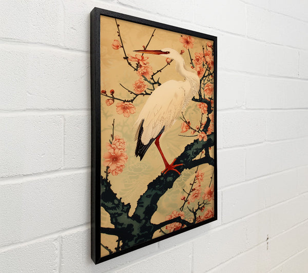 Peach And White Heron
