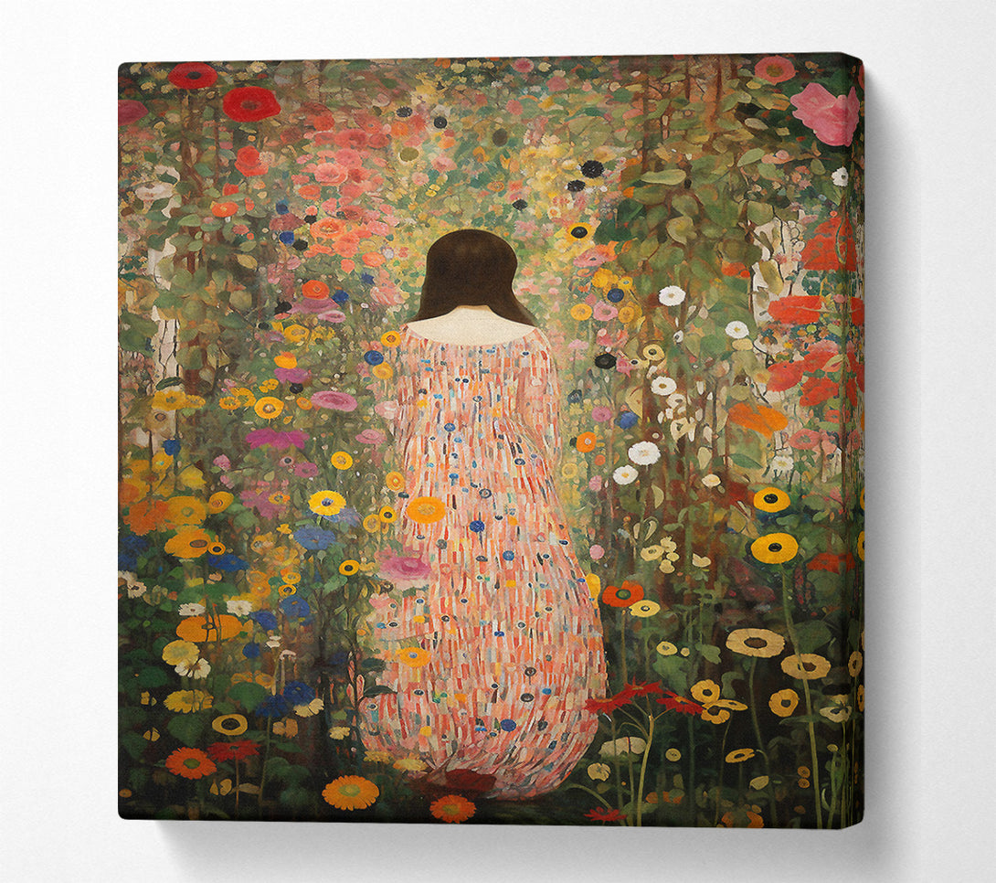  A Canvas Print of Lady In Blooming Garden Canvas Art