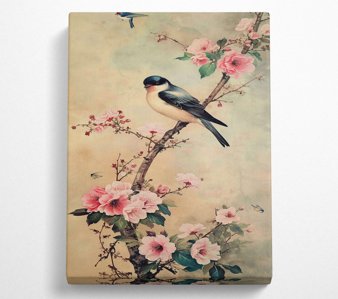  A Canvas Print of Pink Blossom Songbird Canvas Art