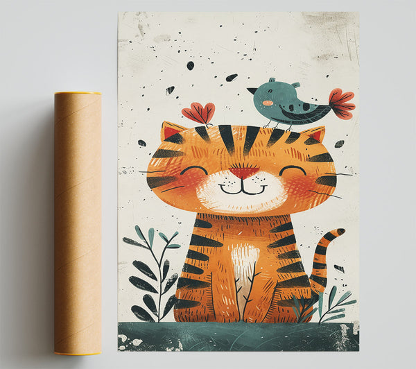 Orange Tiger Joy Giclee Print