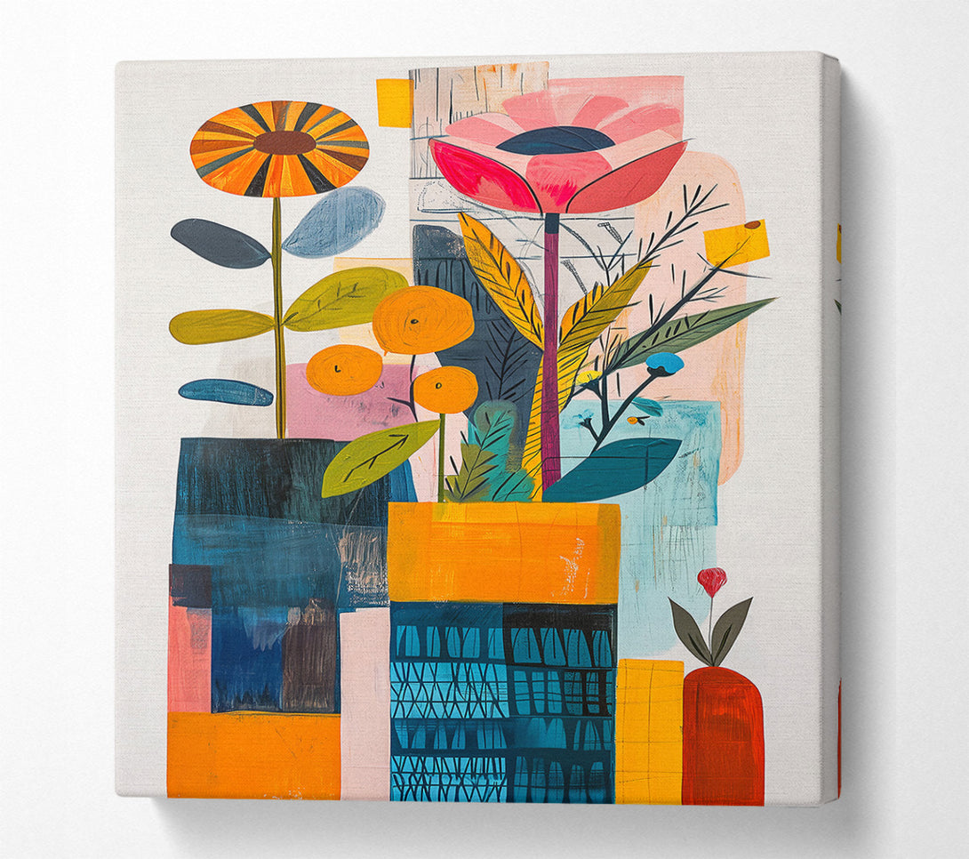  A Canvas Print of Orange Floral Composition Canvas Wall Art
