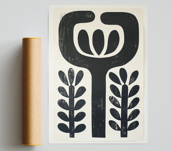 Black Floral Bloom Poster