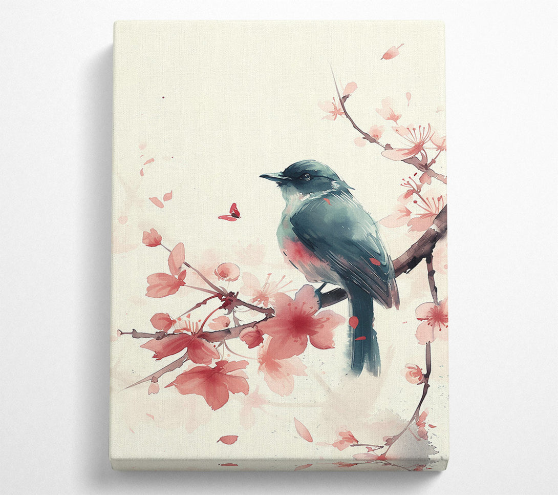  A Canvas Print of Pink Blossom Songbird Canvas Art