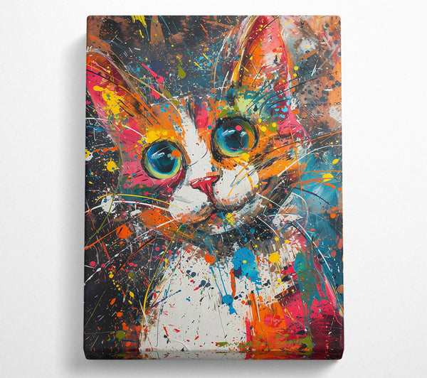  A Canvas Print of Orange Splashed Feline Canvas Art