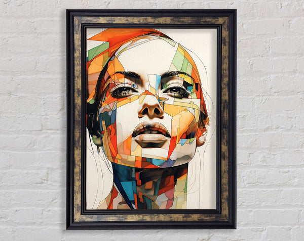 Lady Looking Squares Framed Print