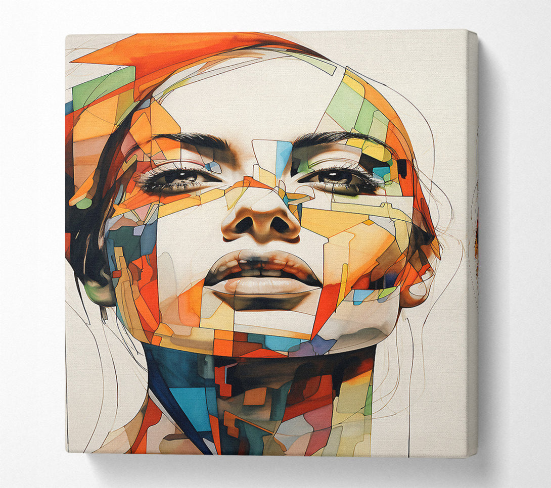  A Canvas Print of Lady Looking Squares Canvas Print