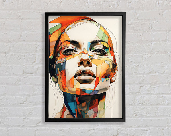 Lady Looking Squares Framed Print