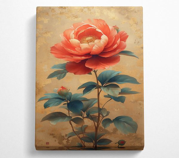  A Canvas Print of Coral Peony Bloom Canvas Wall Art