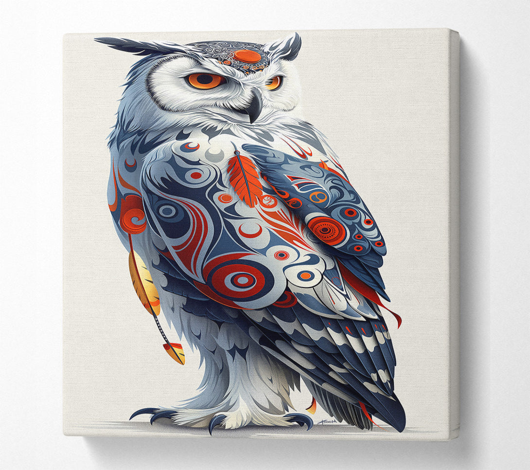  A Canvas Print of Red & Blue Owl Spirit Canvas Print
